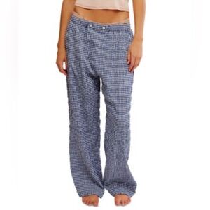 NWT FREE PEOPLE Women's Cloud Ten Check-Print Pajama Pants